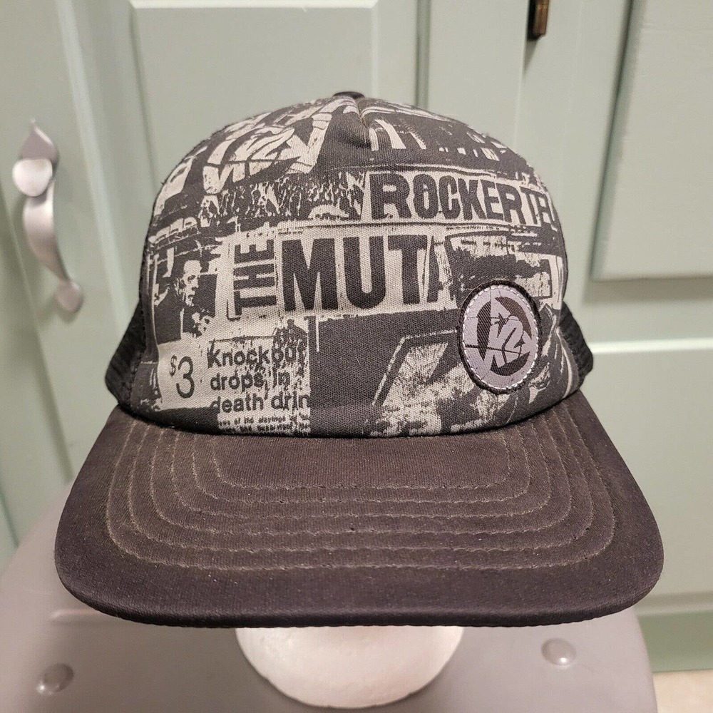 VTG K2 All Over Print AOP Black Mesh Trucker Snapback Hat Cap USA‎ Made RARE
